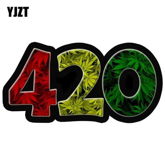 YJZT 13.5CMX6.9CM 420 Weed Leaf Leaves Dank Funny ...