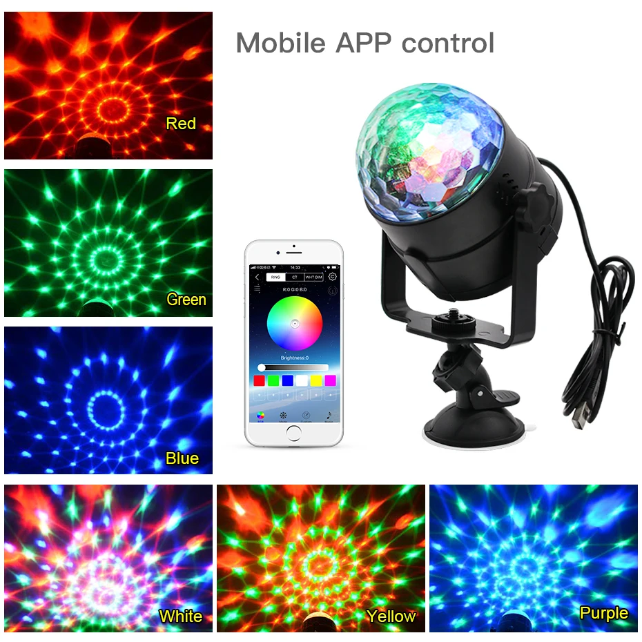 ZHONGJI 5 в RGB Светодиодный светильник для дискотеки дома Вечерние огни автомобиля USB