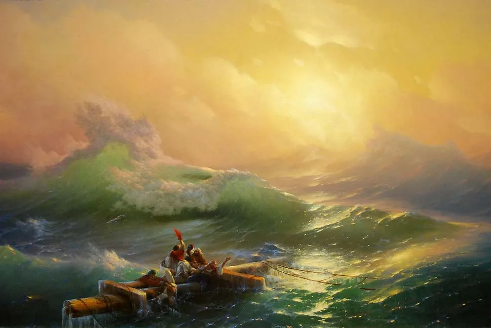 Картина # TOP art - Ivan Konstantinovich Aivazovsky 9-я волна лодка океан Масляные краски на холсте