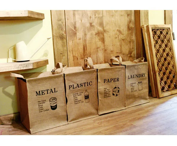 

jute square laundry basket extra large foldable storage barrel 40cm*30cm*28 natural style printed linen free shippinh