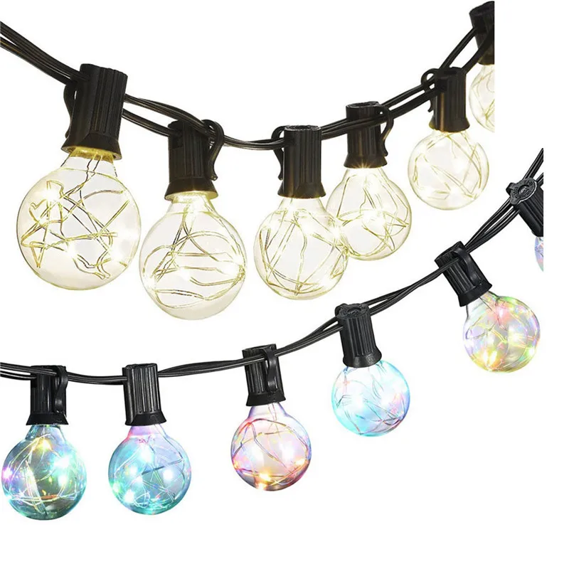 

5.5M Copper LED string light 25LED G40 bulbs Waterproof outdoor Decorative Fairy lighting for wedding garden pendant garland