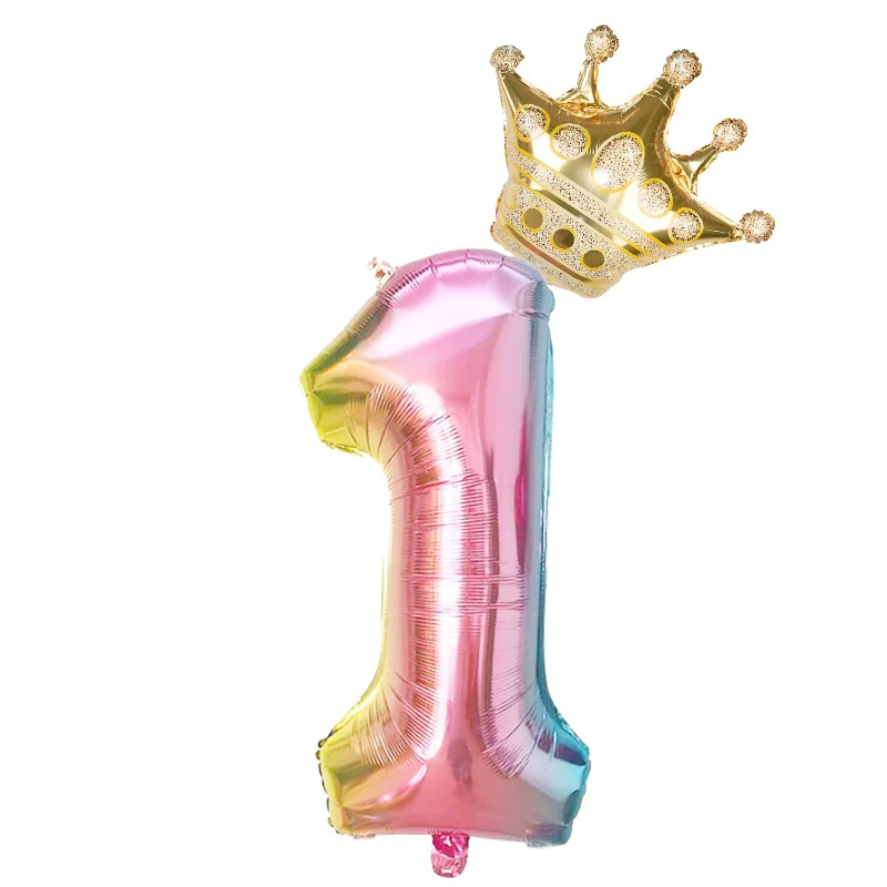 2 шт. 32 дюймов Радуга номер Фольга воздушные шары День рождения украшения для девочек детская юбка с розовыми, розовые, серебристые, золотые, на возраст от 0 до 9 цифр мяч