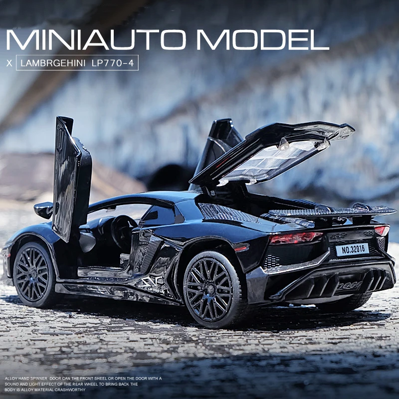 LP770 LP750 1:32 Alloy Diecast Model Vehicles Car Sound Light Pull Back Car Toy Miniature Scale Mod