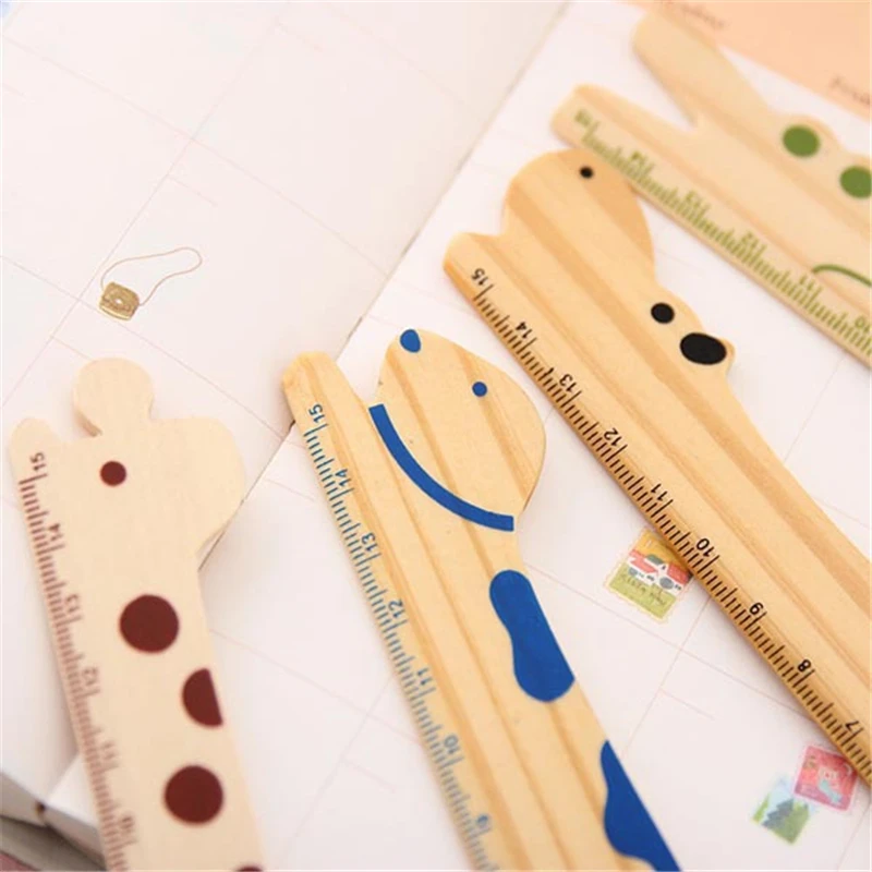 

DL Korean stationery log lovely wind cartoon and creative wood ruler