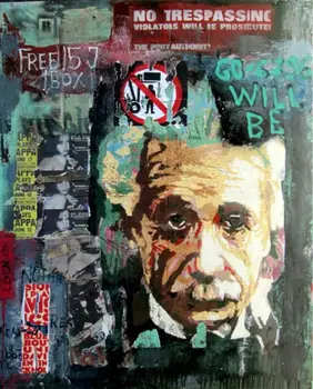 

100% hand painted Oil paintings on canvas Original Graffiti style Einstein Portrait Abstract Modern art painting Home decor