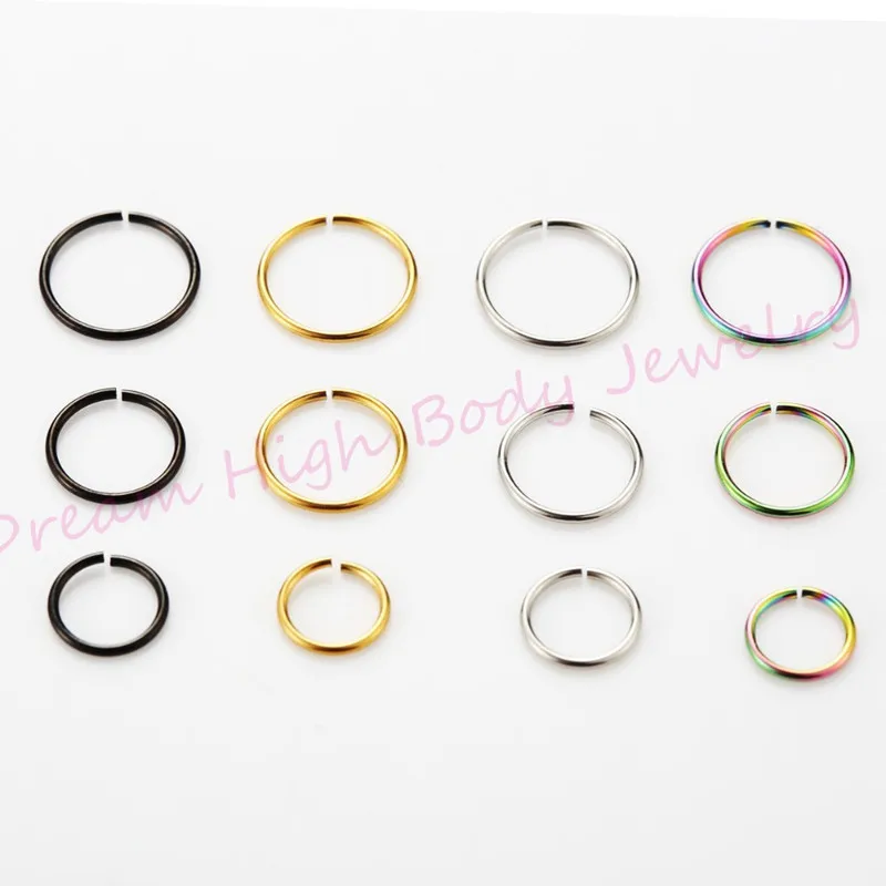 

1PCS Medical Nostril Titanium Gold Silver Fake Nose ring Hoop Clip On Ear Earring Lip Stud Plain Body Piercing Jewelry For Women