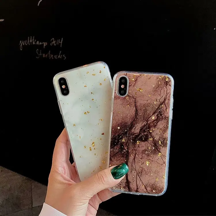 ORYKSZ Glitter Marble Silicon Case for iPhone X XR XS Max Crystal Sequins Cover Fundas 6 6s 7 8 Plus Back |