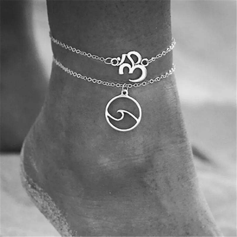 Olaru Extendy Simple Wave Beach Anklets Barefoot Crochet Foot Jewelry Leg New On Ankle Bracelets For Women 2pcs/set | Украшения и