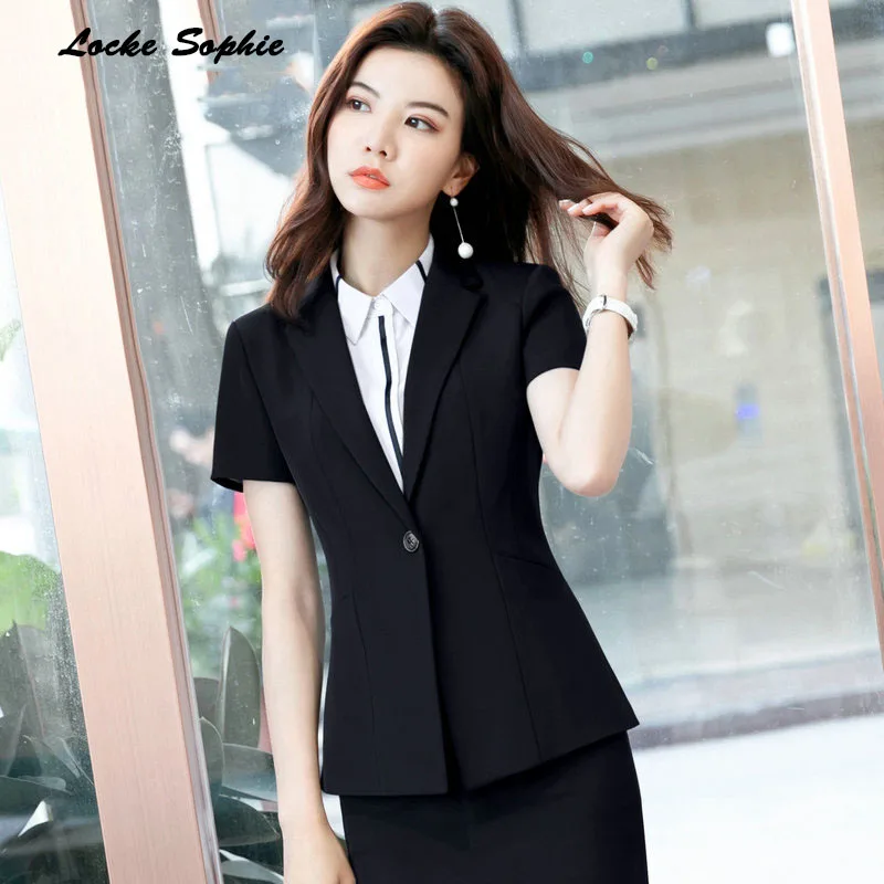 1pcs Women's Plus size Blazers coats 2019 Summer cotton blend Short sleeve Small Suits jackets ladies Skinny Blazers Suits coats