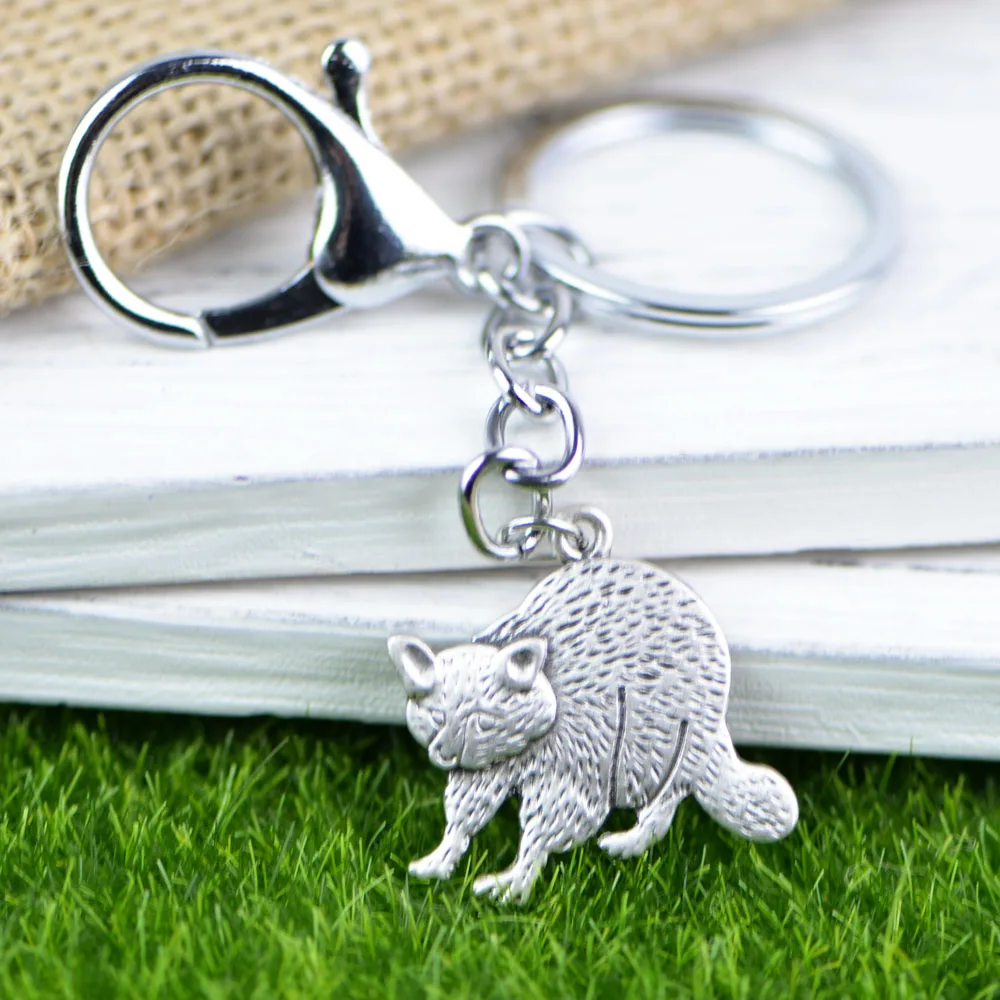 

Raccoon Keychain Cute Animal Inspired Metal Ringtail Charm Bear Key Rings Racoon Jewelry A168