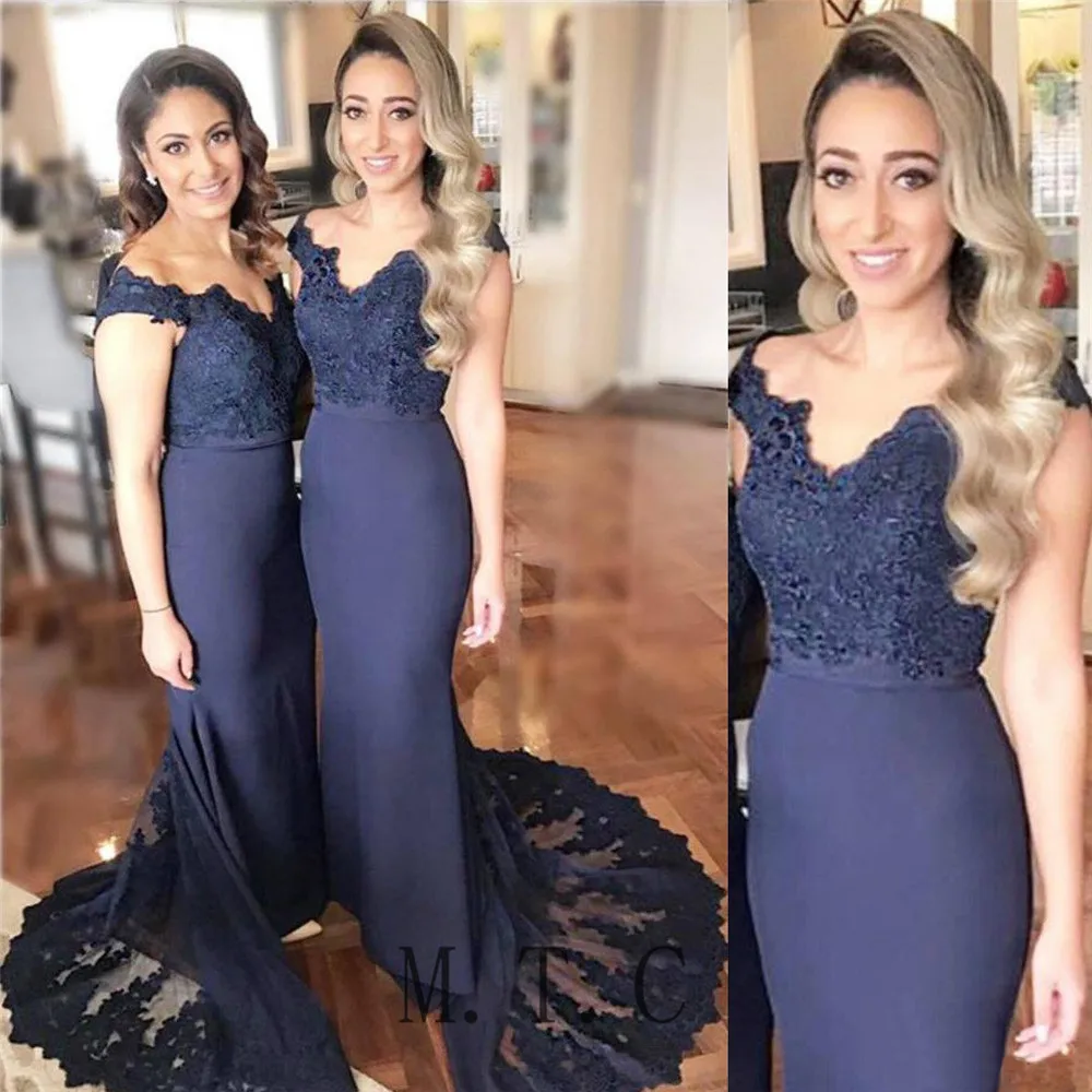 elegant navy blue bridesmaid dresses