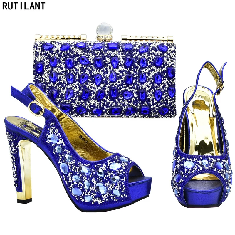 

Women Shoes and Bag In Italy Nigerian Women Wedding Shoes and Bag Set Decorated with Rhinestone Designer Shoes Women Luxury 2018
