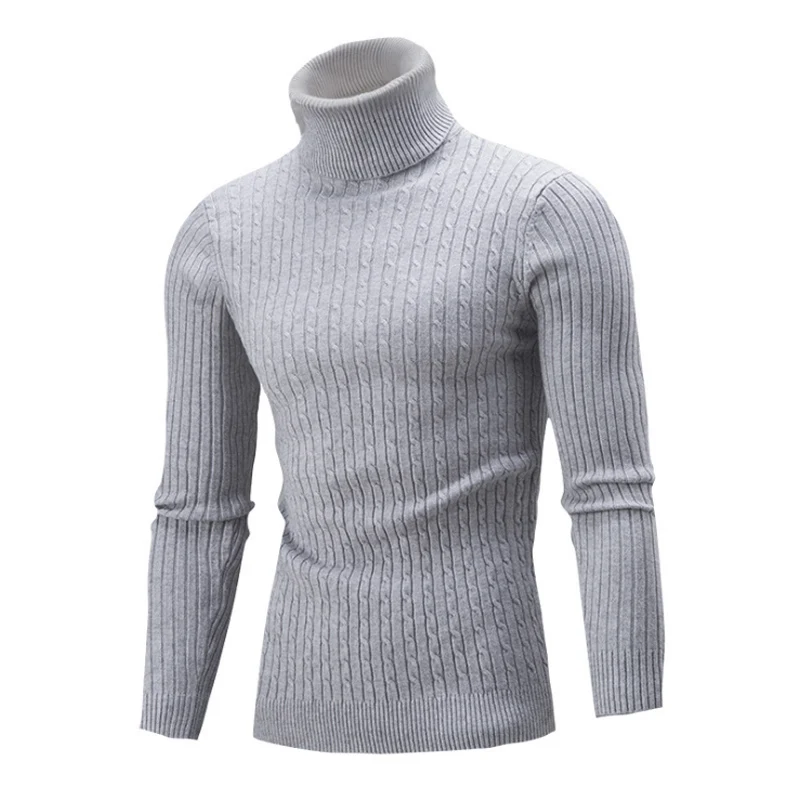 

England style Autumn Winter Mens Knitted Sweater Turtleneck Pullovers Warm Turn-down Collar Slim Fit Sweaters For Man