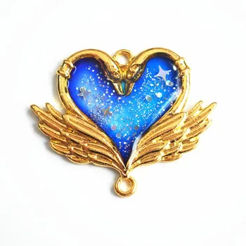 

Magical Angel Wing Open Back Bezel Charm Metal Frame Pendant Charm Bezel Setting Cabochon Setting UV Resin Jewelry Making 5pcs