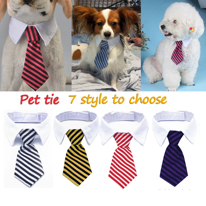 1 pcs Fashion Dog Cat Striped Bow Tie Collar font b Pet b font Adjustable Neck
