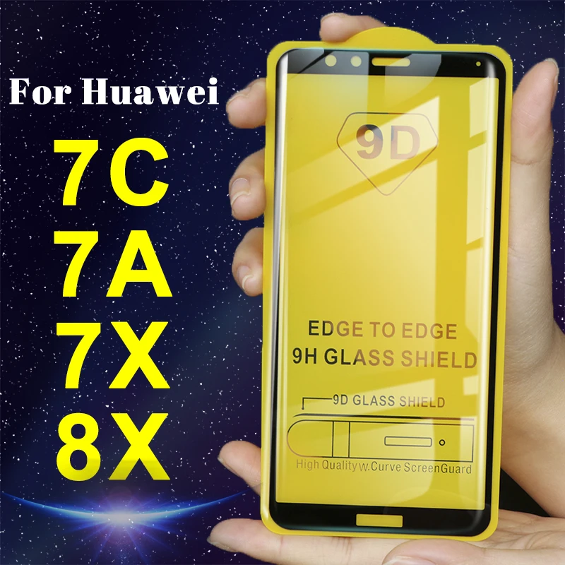 Защитное стекло 9D для huawei honor 7c 7a 7x pro закаленное экрана sklo x8 x7 a c x 7 8 | Мобильные