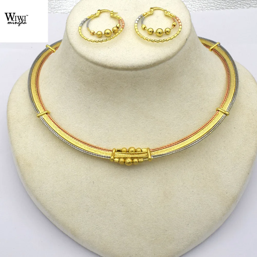 high quality 3 Color Gold PlatedFashion Jewelry Set Italy 750 Earrings