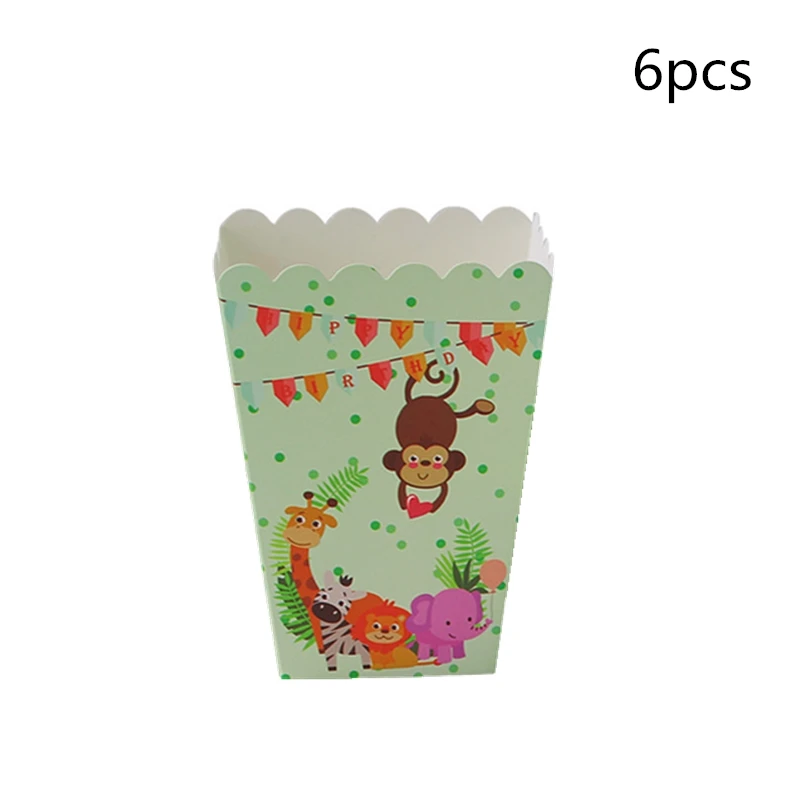 

6pcs/lot Popcorn Box for Kids Children Jungle Animals Theme Candy Box Birthday Party Baby Shower Party Decoration Party Supplies