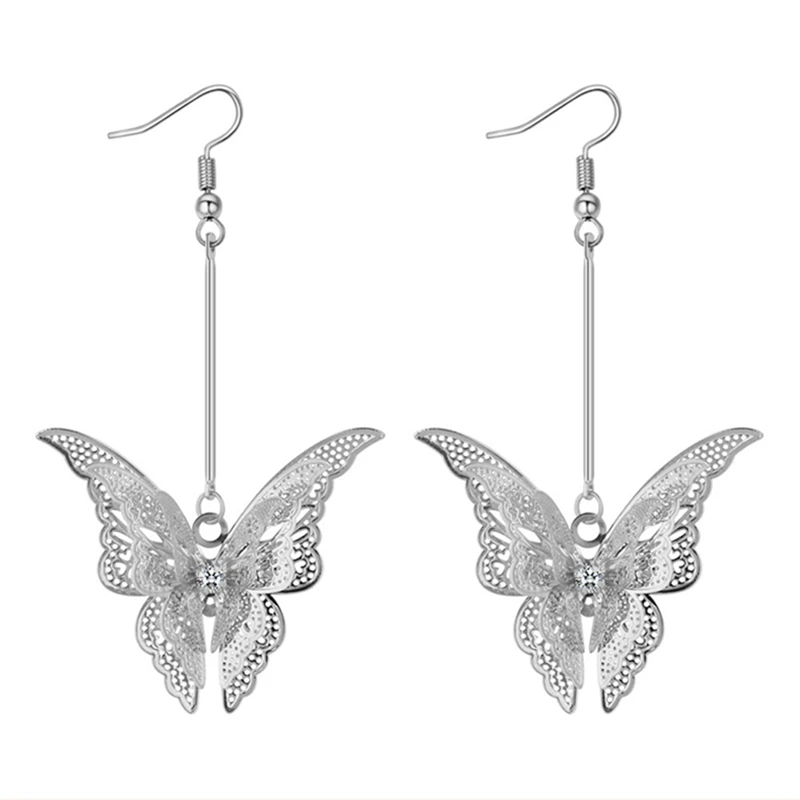 

Fashion Jewelry Metal Hollow Animal Butterfly Earrings Romantic AAA Cubic Zirconia Earrings For Women Jewelry For Girls