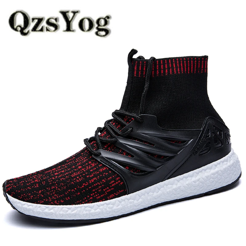 QzsYog High Top Sport Running Shoes Men Air Mesh Breathable Outdoor