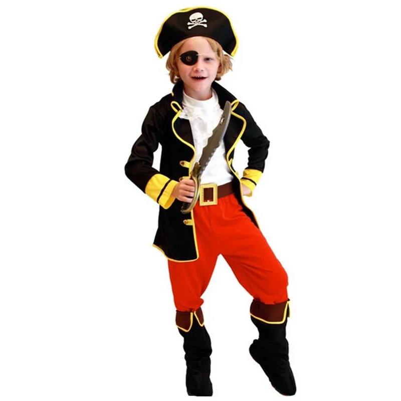 24Hours Ship Kids Boys Pirate Costume Cosplay Set For Children Birthday Carnival Party Fancy Dress