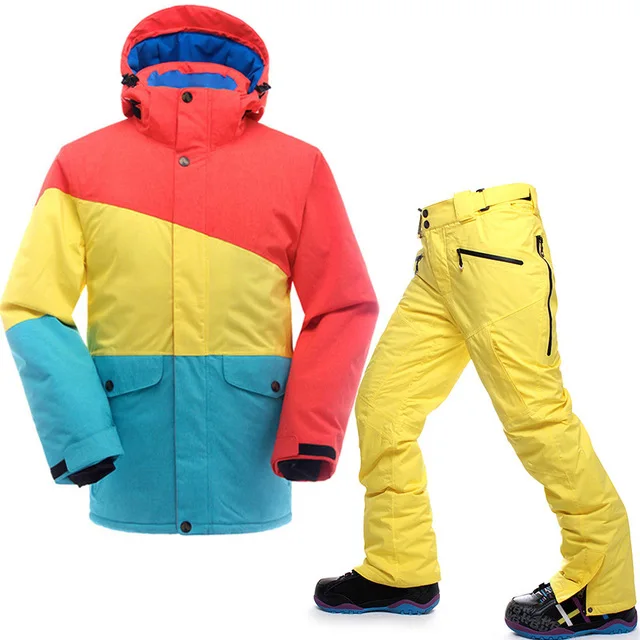 Saenshing, водонепроницаемый лыжный костюм, Мужская термальная лыжная куртка+ штаны для сноуборда, мужской комплект для катания на лыжах и сноуборде, зимний костюм - Цвет: SAAAM1BSAACM1D