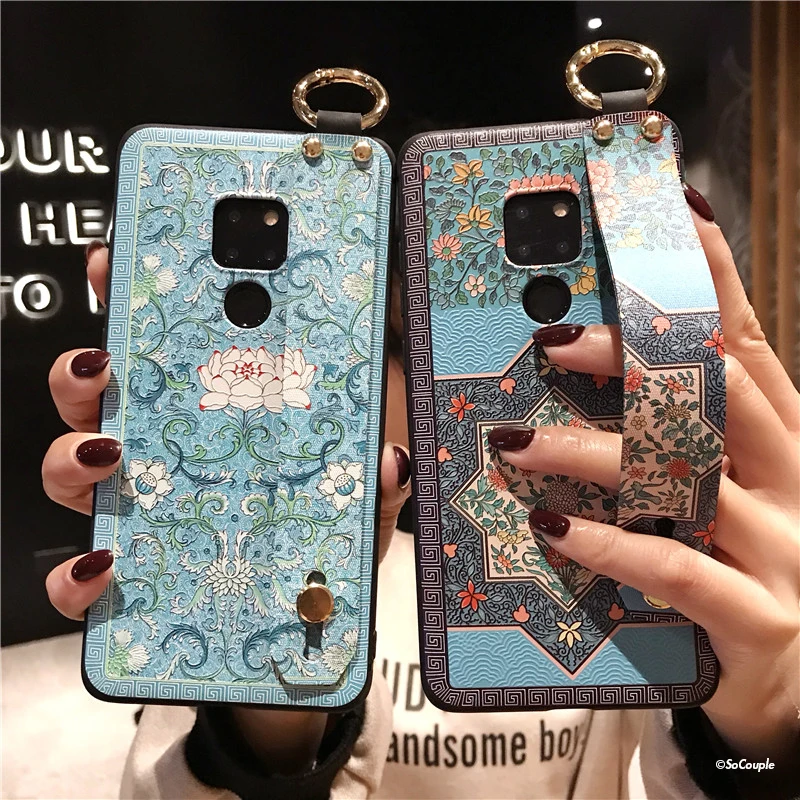 SoCouple Wrist Strap Soft TPU Phone Case For Huawei P20 Pro Lite For Mate 10 20 Pro P10 plus Nova 3 3i 2s Flower embroidery Case (1)