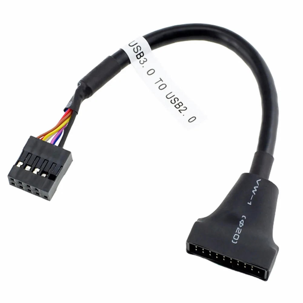 USB 2,0 9Pin корпус мужчины к материнской плате USB 3,0 20pin заголовок женский кабель 0,1 m 10 см