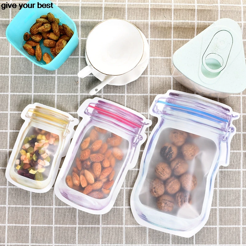 

6 pieces Mason Jar Pattern Food Saver Storage Bags Set kitchen organizer Children's snacks Snacks fresh bags Food storage Bags