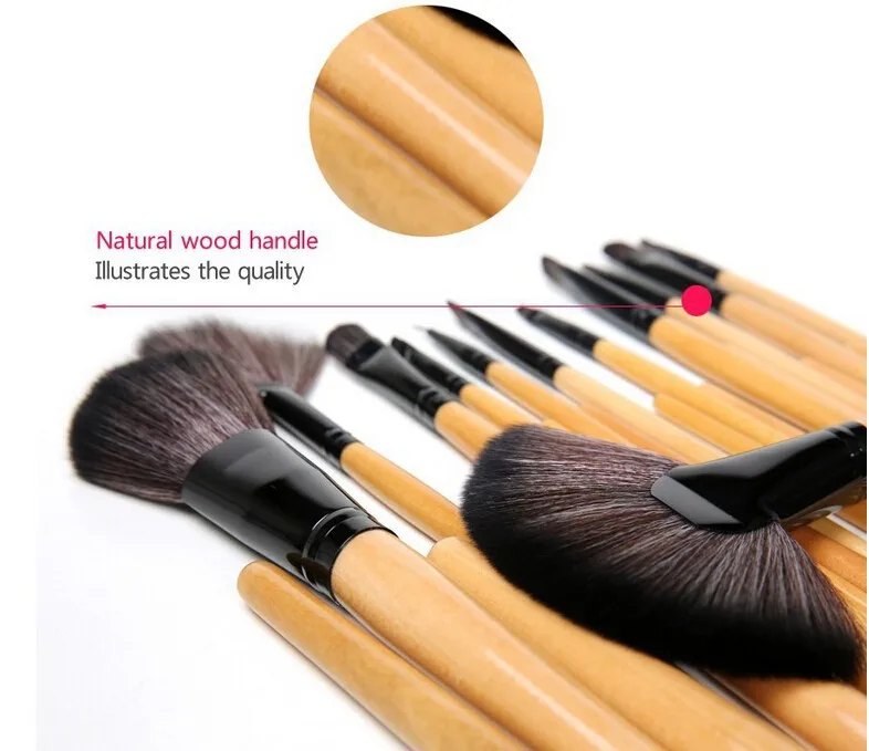 24 шт. Make Up Brush Set Maquillaje черный макияж кисти профессиональный высокое качество комплект с puleather сумки макияж инструментов