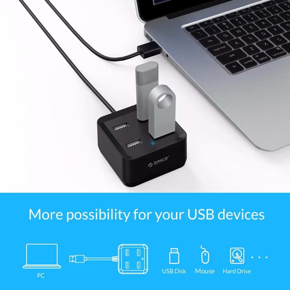 ORICO USB2.0 концентратор 4 Порты хаб настольное USB док-станция для контроля уровня сахара в крови с 50 см/100/150 см кабель для ноутбука/компьютерные аксессуары