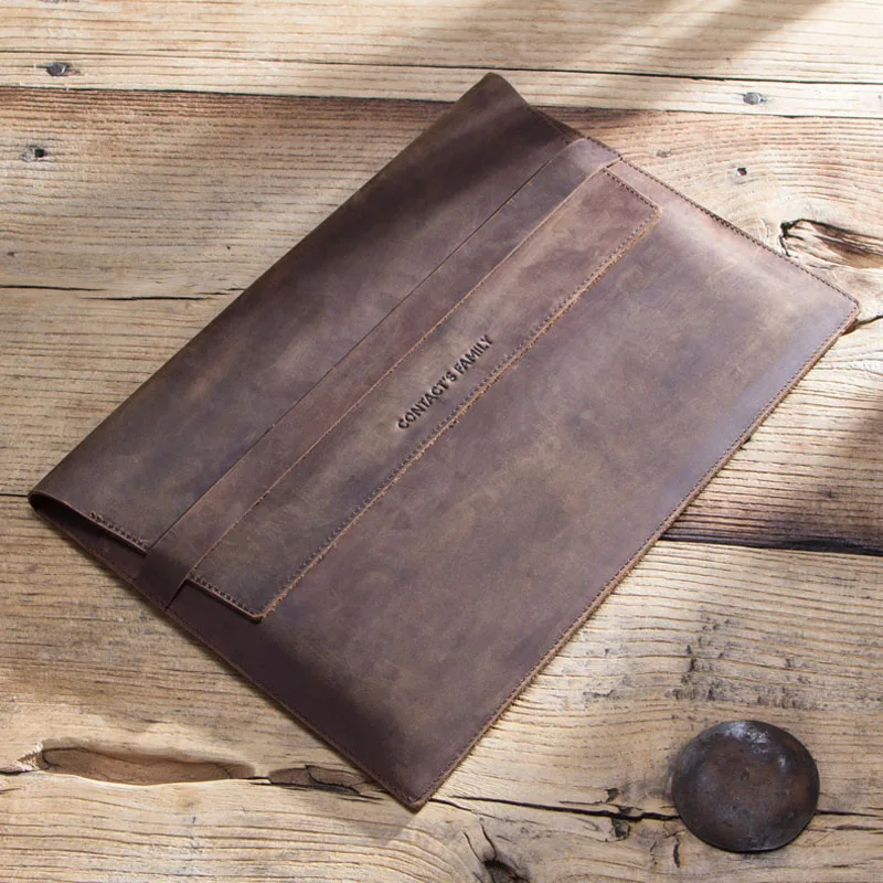 Чехол из натуральной кожи для ноутбука 12 дюймов, сумка для ноутбука MacBook 12 дюймов, чехол для ноутбука Crazy Horse, кожаный защитный чехол - Цвет: For MacBook Coffee05