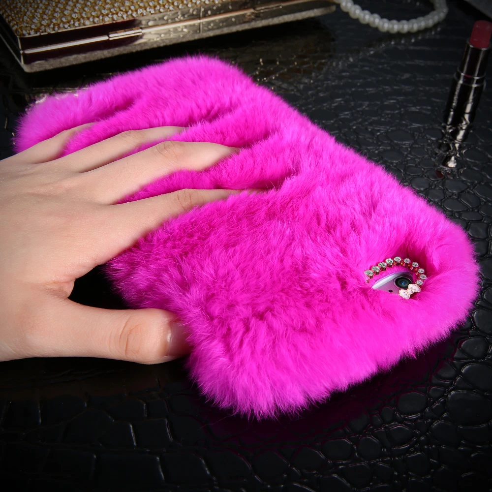 KISSCASE Luxury Rabbit Fur Case for iPhone 7 7Plus Case X