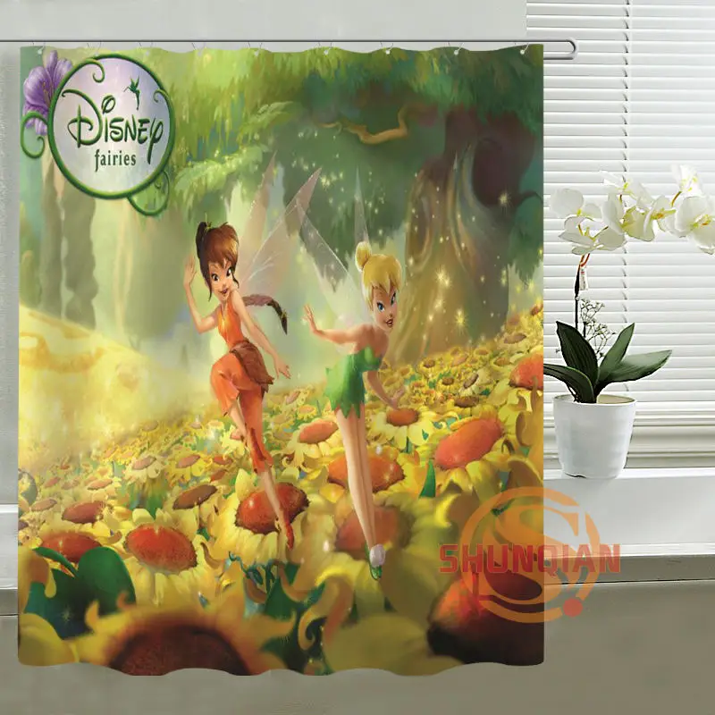 Cute Cartoon Character Tinkerbell Shower Curtain Custom Polyester