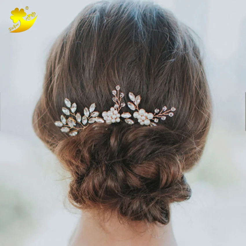 

Xinyun Bridal Wedding Engagement Flower Hair Pin Hair Clip Hair Accessory Jewelry Bridal Headwear Wedding Hairpins With Crystal