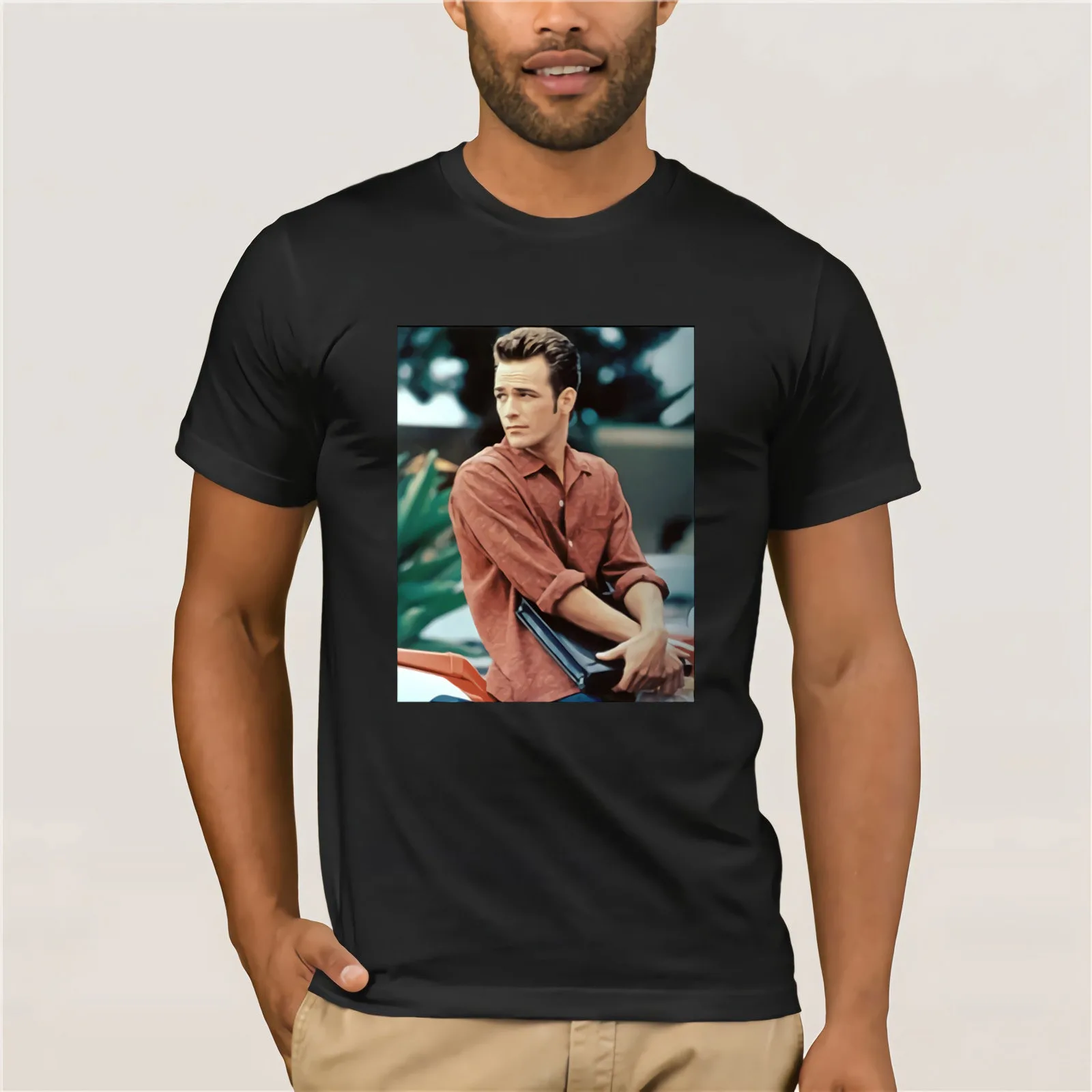 Beverly Hills 90210 TV Show Dylan McKay Luke Perry Picture Men/'s T Shirt Cotton