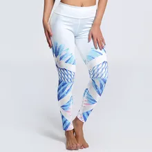Женские эластичные узкие брюки с принтом из голубого пера для тренировок в тренажерном зале для йоги бега занятий спортом леггинсы для фитнеса дропшиппинг