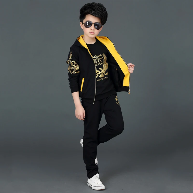 3 шт./компл. Толстовка+ жилет штаны для мальчиков осень детские костюмы зима осень комплекты одежды для детей 8 9 10 12 лет