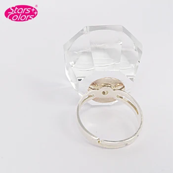 

Natural Crystal glue ring cup transparent eyelash glue holder with steel ring make up tools