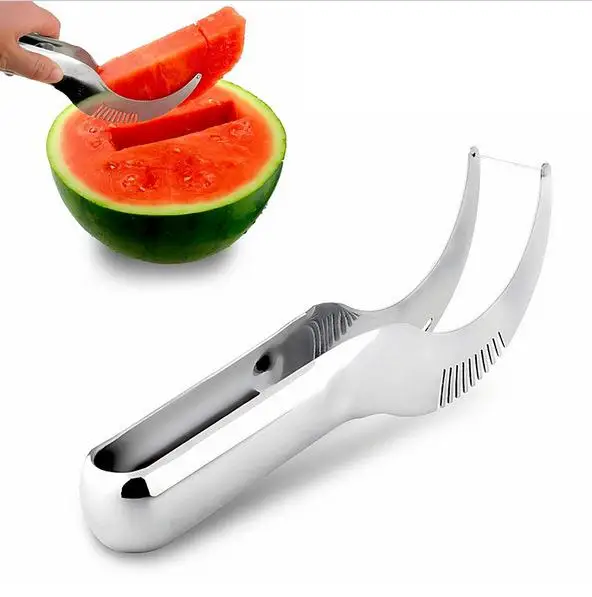 Высокопрочный нож для резки арбуза из нержавеющей стали, нож для резки дыни, инструменты для фруктов и овощей, умные Кухонные гаджеты - Цвет: silver
