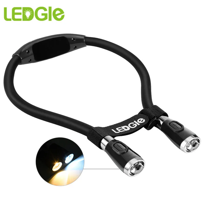 Günstige LEDGLE USB Freisprecheinrichtung Lesen Lampe Hals Buch Licht Wiederaufladbare LED Nacht Lichter 5V 4 Led Perlen 3 Einstellbar Auge schutz Lampe