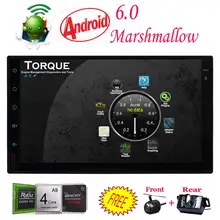 Front & Backup camera+Android 6.0 Double Din Car Stereo Radio GPS 2din Wifi OBD2 HD Mirror No-DVD in dash headunit car styling
