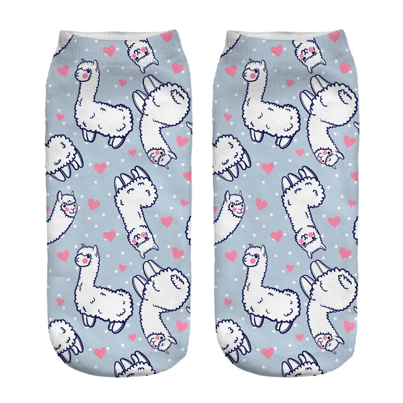 

Unisex Fashion Sports Sock Alpaca Cartoon 3D Print Socks Cotton Low Cut Short Socks Girls Funny Cute Sock Casual 1 Pair