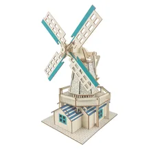 Деревянный 3D модель здания отрезная Игрушка Мост ветряная мельница головоломки ручная сборка игры известные достопримечательности головоломки подарок для детей