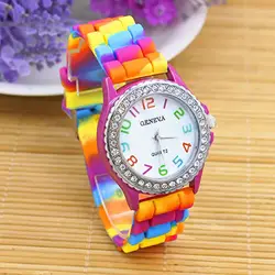 Для женщин наручные часы GENEVA многоцветный ремешок со стразами спортивные наручные часы в подарок