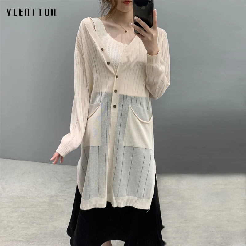 

2019 New Elegant Long Cardigan Women Solid Long Sleeve Women's Sweater summer Casual Thin Knitted Top Female