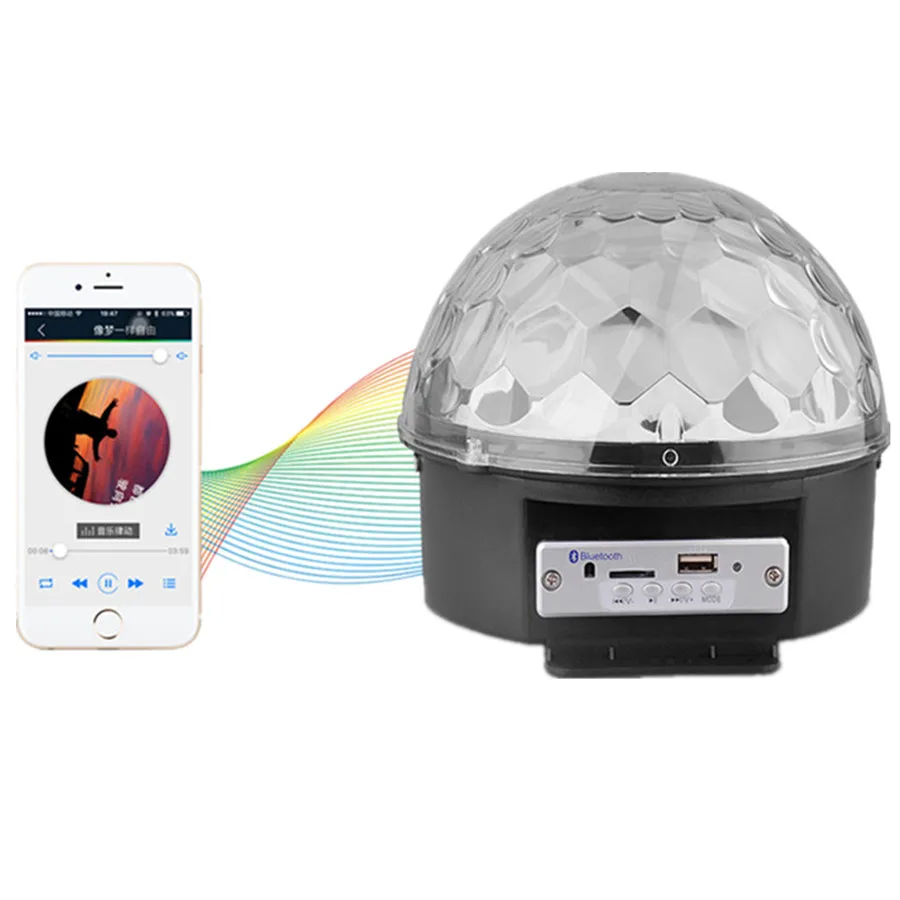 Светодиодный диско-шар KTV бар Клубная вечеринка свет MP3 Bluetooth LED хрустальный