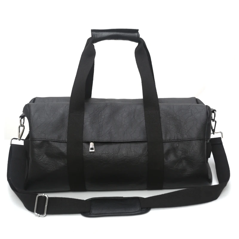 Женские сумки из мягкой искусственной кожи для фитнеса, спортивные сумки для мужчин в полоску, спортивные сумки на плечо, дорожная сумка - Цвет: black