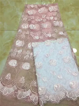 

French Tulle Lace Fabric With beads High Quality Appliqued Nigeria Bridal Wedding Dress African Net Lace Fabric Pink sky blue