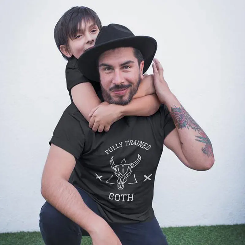 Футболка goth dad son семейный образ подходящая одежда keluarga pencocokan летняя хлопковая